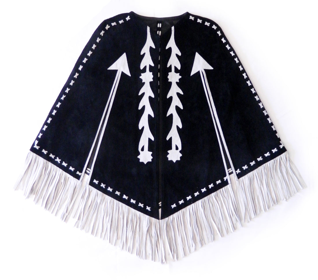 Babe Suede Cape - Black & White - Western & Co.