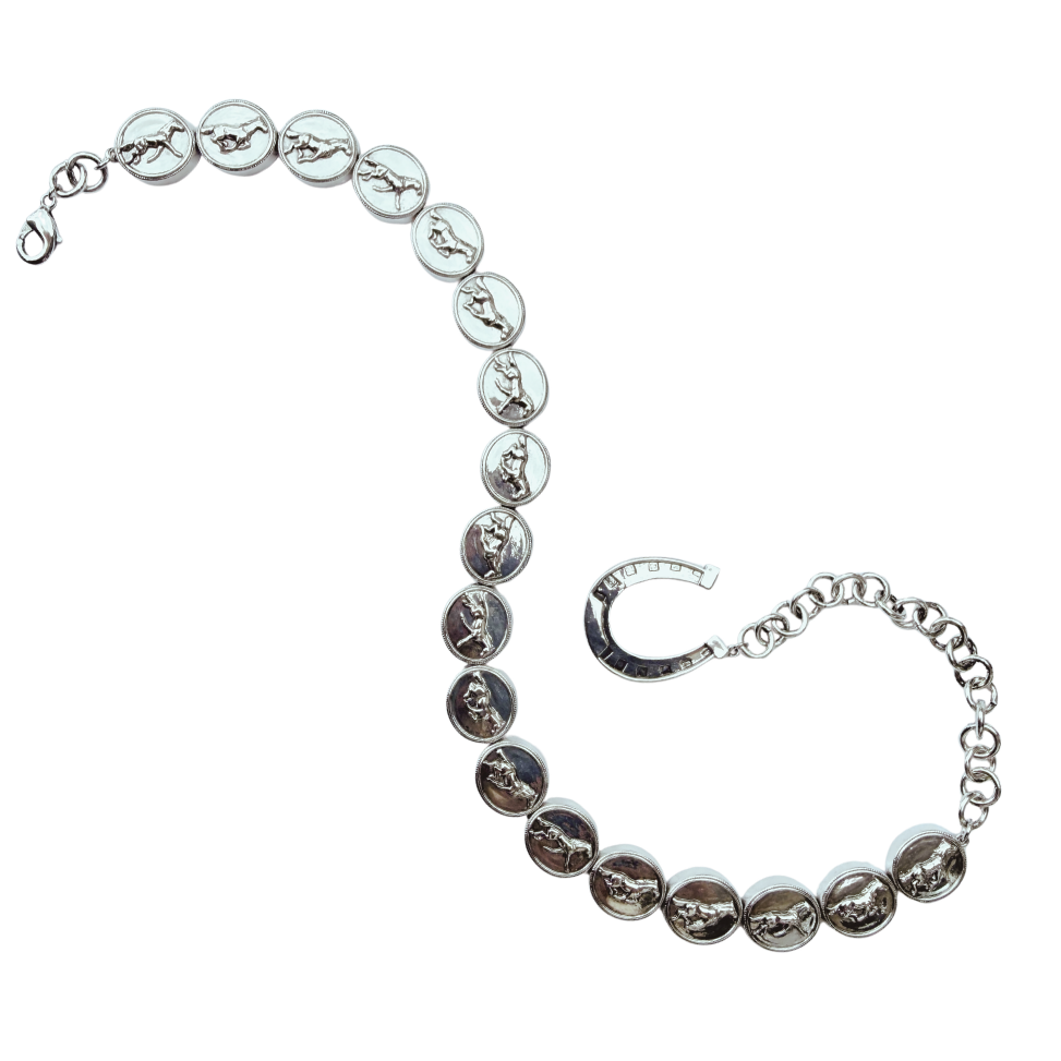Running Horse Medallion Necklace- Silver