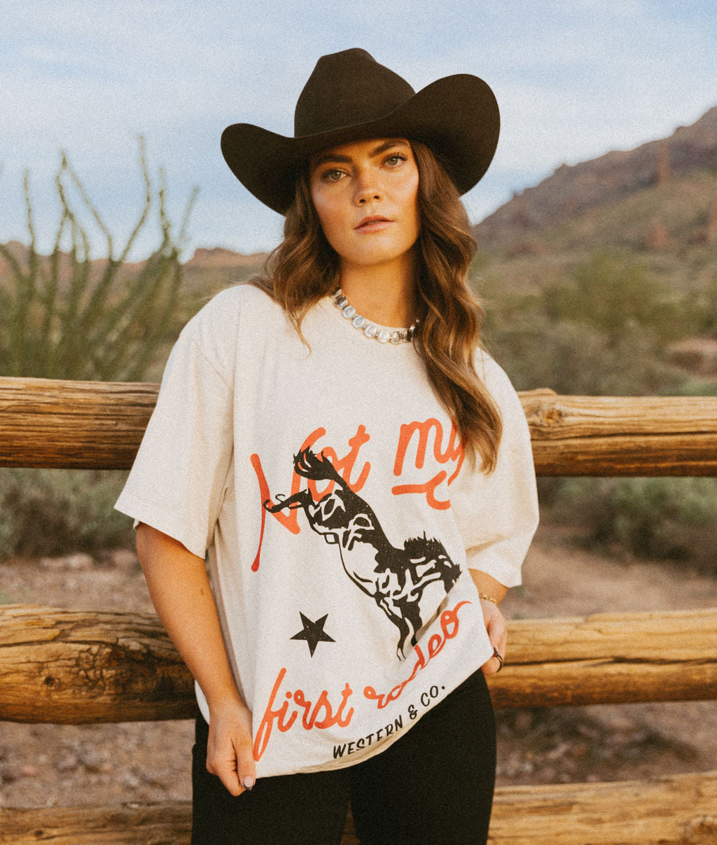 Not My First Rodeo Tee- Ivory