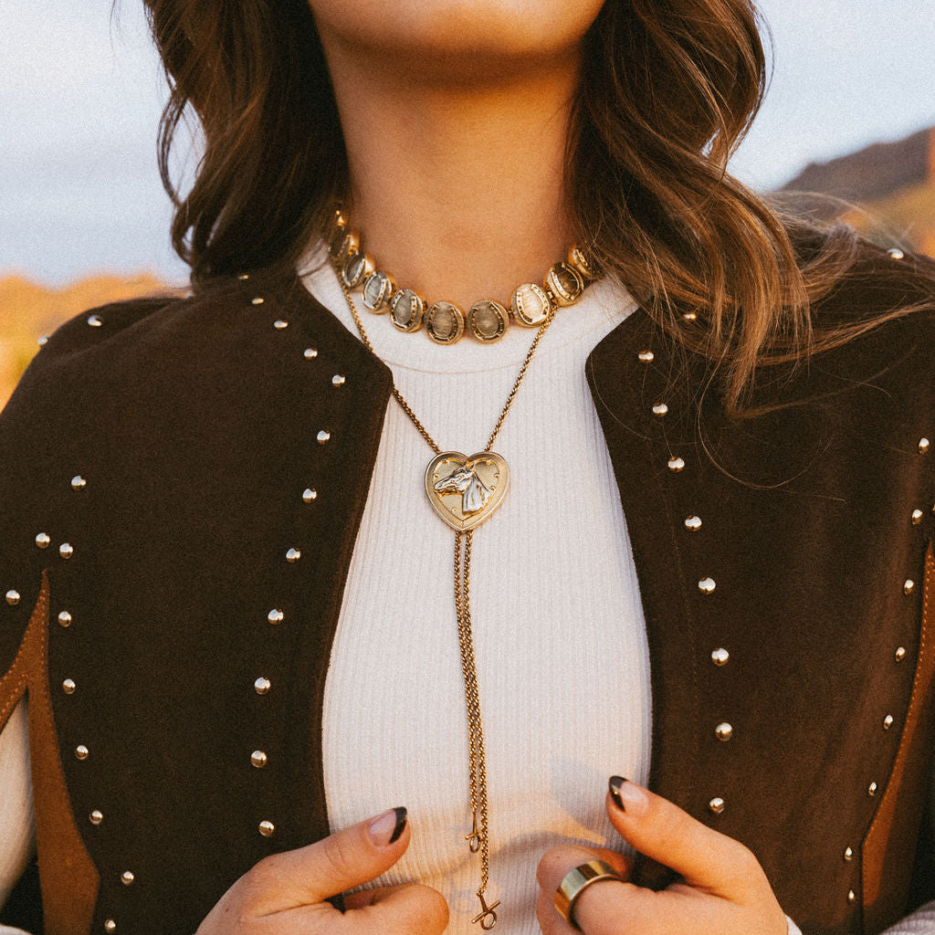 Horseshoe Medallion Necklace- Gold