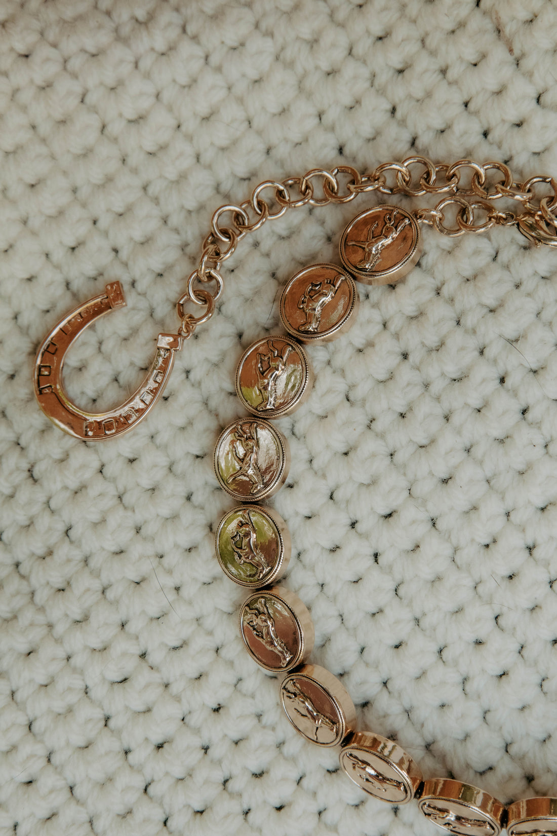 Running Horse Medallion Necklace- Gold