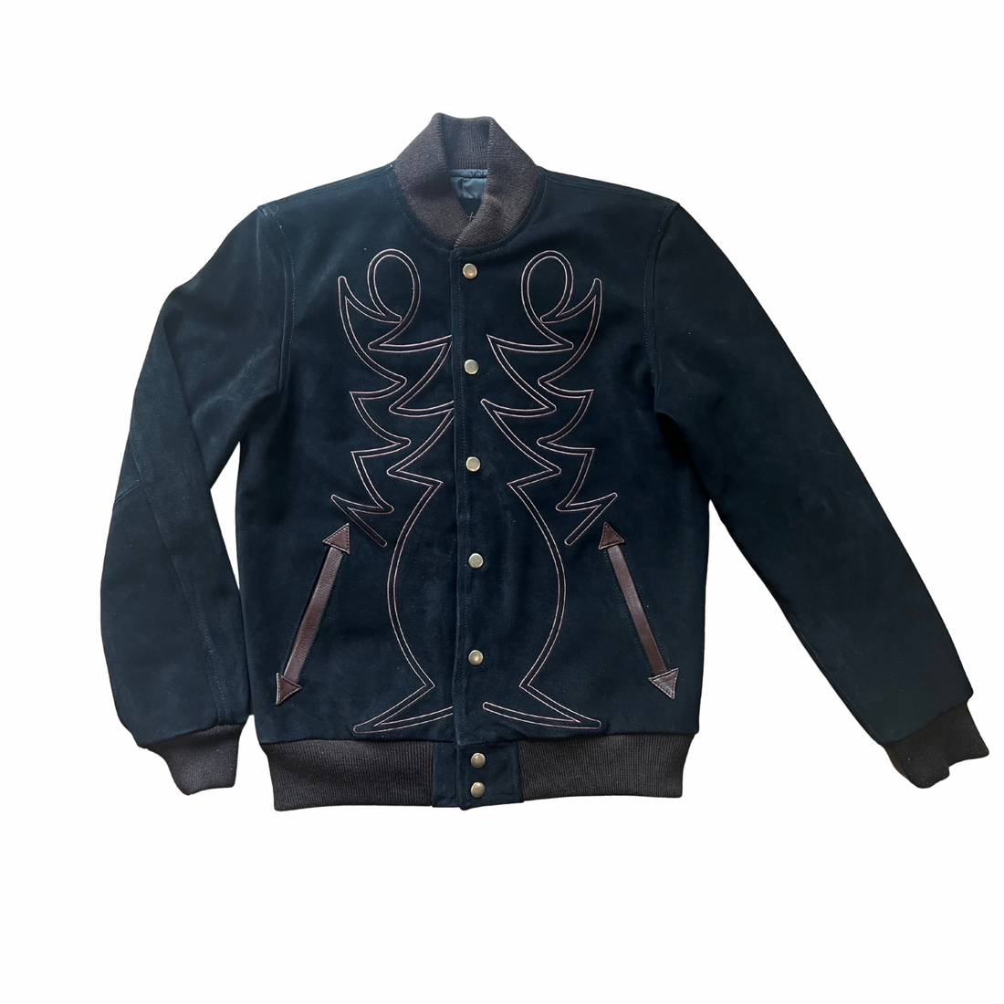 Men's Embroidered Bomber Black
