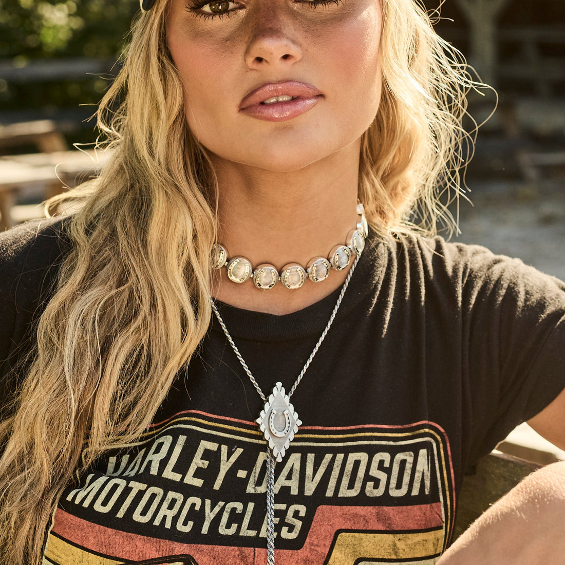 Horseshoe Medallion Necklace- Silver