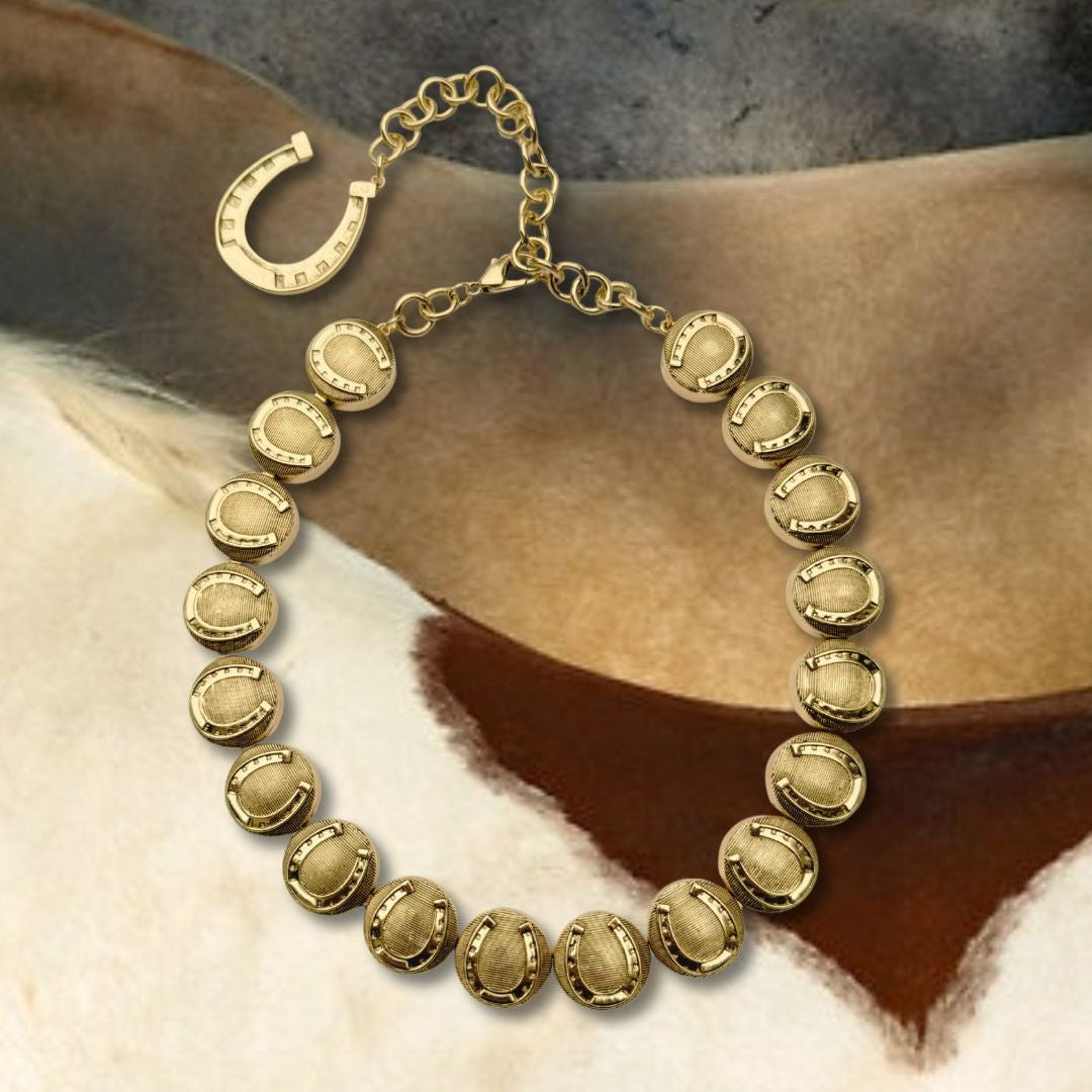 Horseshoe Medallion Necklace- Gold