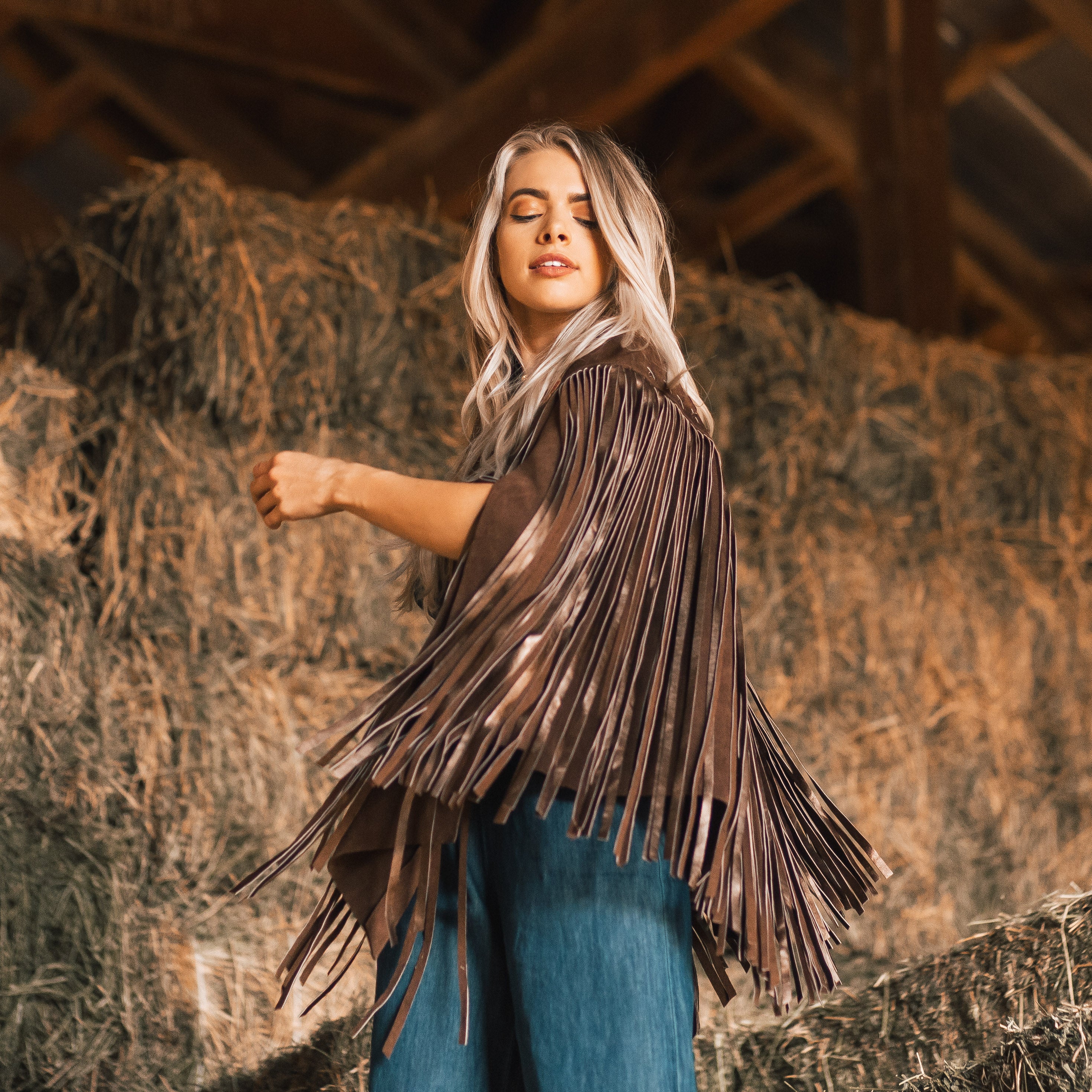 Full Fringe Metallic Cape– Western & Co.